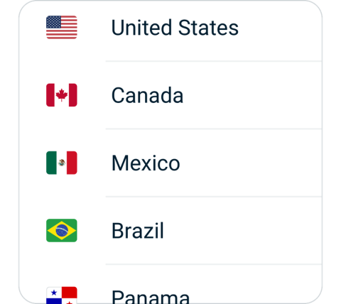 Aurora connect step 2, choose VPN server location